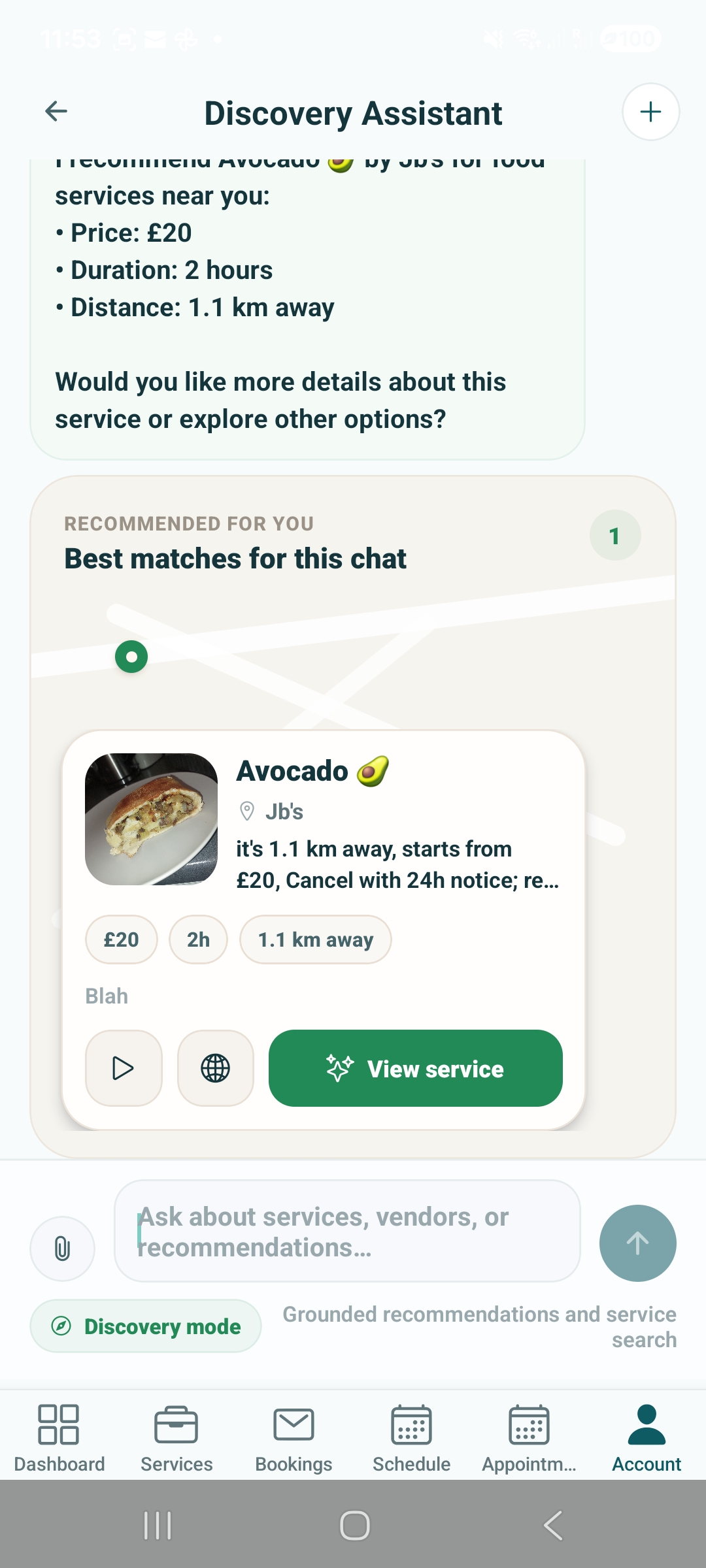Owo360 AI assistant chat screenshot