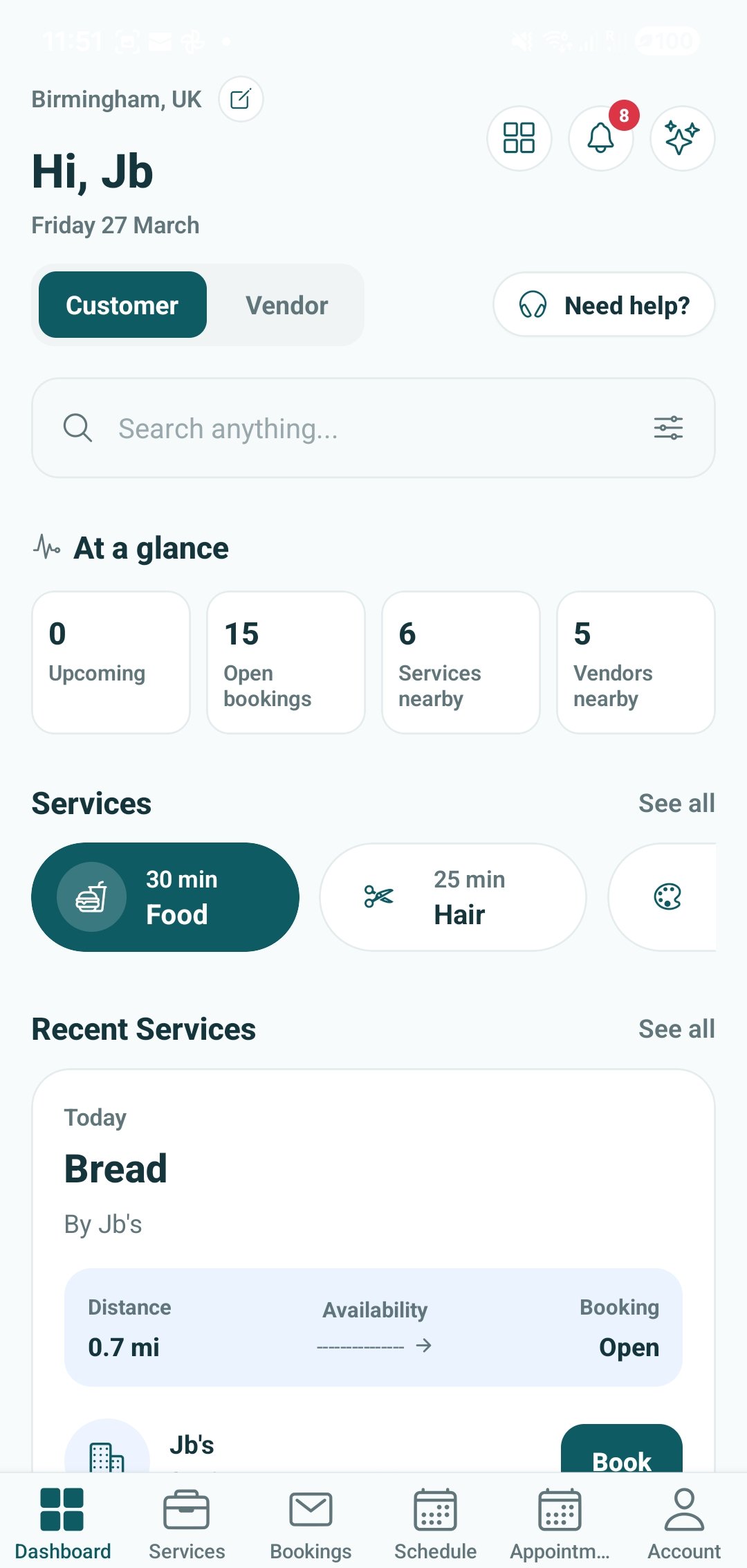 Owo360 customer dashboard screenshot