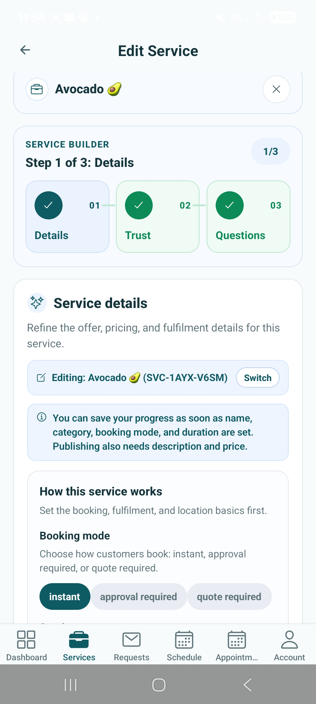 Owo360 service setup screenshot