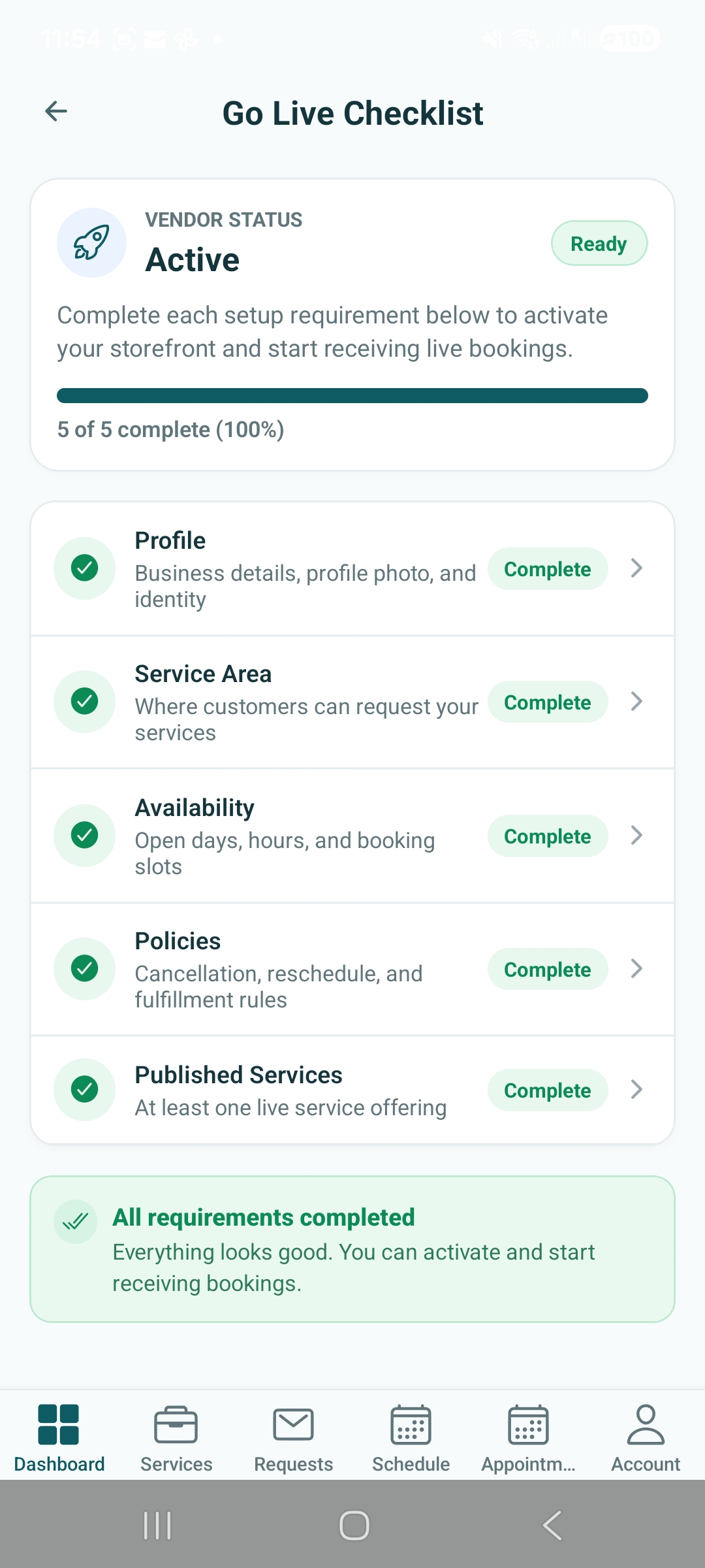 Owo360 vendor go-live screenshot